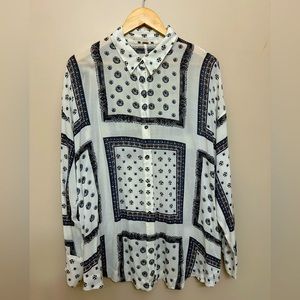 Free people button up oversized shirt